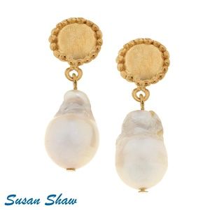 COPY - Susan Shaw BAROQUE PEARL DROP EARRINGS